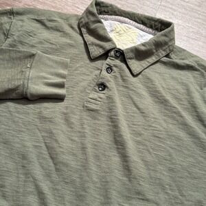 True Grit Polo Shirt Mens Large Green Rugby Collared Long Sleeve‎ Cotton Adult